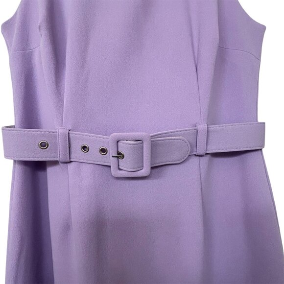 NY&Co Lavender Belted Mock Neck Sheath Dress Sleeveless Lilac Size M - Picture 3 of 9